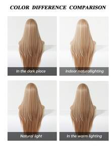 Synthetic Wig Blonde Brown With No Bangs For Women Daily Wear 26 Inch Long Hair Heat Resistant Synthetic Wig Hair Suitable Party Cosplay Wigs Use - Gold - View 7
