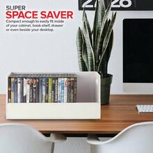 DVD Storage Box, Movie Shelf Organizer Blu - Ray, Video Game Cases, CDs, VHS Tape Display Stand, Disc Holder Can Store To 28 DVDs, Faux Leather White - 白色 - 查看 7