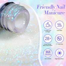 BORN PRETTY Glitter Gel Nail Polish Shimmer Pearl Glitter Pearlized Shell Mermaid Effect Gel Polish Spring Summer Glow In The Dark Nail Gel Pearlescent Glitter Nail Art DIY Salon And Home{Inchcolor_nameinch:InchMicaLuminousGlitterinch} - 雲母夜光閃粉 - 查看 10