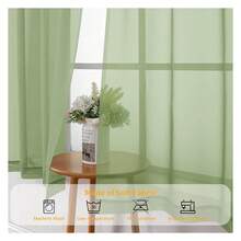 Light Green Sheer Curtains 30 Inch Length, Short Light Filtering Voile Small Cafe Kitchen Curtains With Rod Pocket, Short Curtain For Bathroom Window, 42x30 Inch, 2PCS - Multicolor 152 - View 6