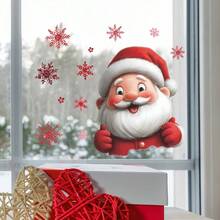 1pc Christmas Santa Claus Pattern Window Cling Sticker, Static Cling Sticker For Christmas Party Decor - Multicolor - View 19