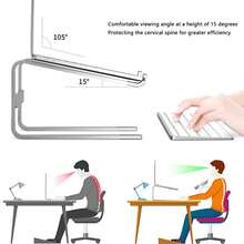1pc Silver & Black Aluminum Alloy Laptop Stand, Carbon Steel Portable Detachable Neck-Protecting Office Stand - Multicolor - View 6