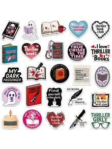 50pcs/Set Aesthetic Darkness Romance Thriller Books Stickers, DIY Decorative Decals For Luggage Notebook Laptop Water Bottle Guitar Phone Stationery Sticker - Multicolor - View 3