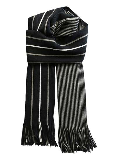 Bufanda larga a rayas gruesas de estilo coreano, versátil para estudiantes jóvenes, otoño/invierno, para todo clima, regalo de Navidad, a rayas, casual, elegante, calentador de cuello, manta