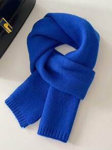 1 pieza Bufanda/Chal de punto de color caramelo con flecos, de estilo coreano, versátil para otoño/invierno, unisex - Multicolor - Ver 23