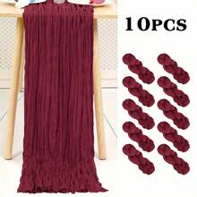 2/5/10pcs Set Burgundy Cheesecloth Table Runner - Bohemian Vintage Country Style, Perfect For Weddings, Bridal Showers & Birthday Parties - Burgundy - View 18
