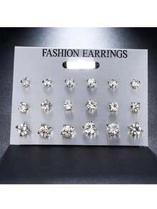 7 Pairs Simple & Versatile Moissanite Stud Earrings, D Color VVS1 Clarity, Lab Created Diamond Stud Earring For Women,   Friction Back For Women Men, Hypoallergenic,Sparkly Rhinestone Stud Earrings Set For Women, Suitable For Daily Wear,Gold Stud Earrings Set For Women-Hypoallergenic Cubic Zirconia Earrings 14K Gold Earrings Circle Cut Clear Cubic Zirconia Stud Earring Pack Of 2-8mm - 銀色 - 查看 9