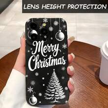 1PC Phone Case ,  Merry Christmas Tree Snowflake Ornaments , Stylish Phone Case, Phone Decoration, All-around Lens Protection, Creative Small Gift, Funny Gift for Boys and Girls - Negro - Ver 4