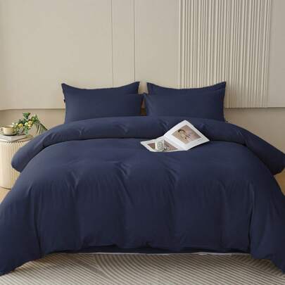 2/3 piezas Juego de ropa de cama, Juego de ropa de cama de unicolor y amigable con la piel, Juego de ropa de cama de estilo minimalista, Cómodo y suave transpirable, Ideal para Pascua, Día de la Madre y regalos festivos, Adecuado para camas individuales/dobles/queen/king. Perfecto para dormitorio, habitación de invitados, dormitorio. Incluye 1 funda nórdica y 1/2 fundas de almohada (relleno no incluido). Lavable a máquina.