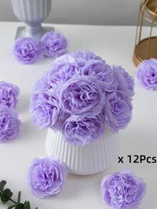 MEHELANY 25 bông hoa mẫu đơn nhân tạo, màu tím, chất liệu giống như lụa, độ chân thực cao, thích hợp để trang trí tiệc cưới, trang trí bánh kem, trang trí bàn phòng khách, trang trí Halloween, trang trí Giáng sinh, trang trí tiệc mùa thu, trang trí bàn ăn mùa gặt, trang trí cây thông Noel/vòng hoa, v.v. - Màu tím - Xem 7