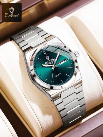 BINBOND 新款 B102 超薄商务女士石英表 双日历 防水 夜光 非机械女士手表