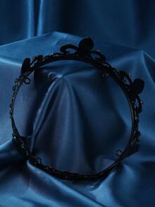 国王皇冠，男士水晶复洛克黑色皇冠，舞会国王皇冠，头饰，邪恶皇冠，奢华水钻银色皇冠，生日舞会万圣节角色扮演派对生日皇冠，婚礼发饰 - 黑紅色 - 查看 3