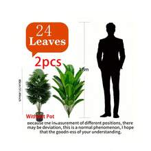 Árbol de palma artificial grande de 33", planta artificial verde para exterior, árbol falso con 24 hojas, planta tropical artificial alta sin maceta, árbol decorativo resistente a los rayos UV para el hogar, la sala de estar, la boda, el hotel, el jardín, la granja, la oficina, la fotografía, la decoración verde para primavera y verano, decoración interior y exterior del hogar - Multicolor - Ver 17