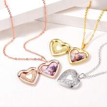 U7 Women Locket Necklace Platinum 14K Gold Photo Lockets That Hold Picture,Chain 20 Inch Person.Alized Gift Custom Love Heart Image Necklaces{Inchcolor_nameinch:Inch01#RoseGoldHeartinch} - 01#玫瑰金心 - 查看 4
