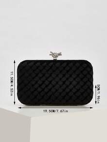 REMANLAND Gorgeous And Simple Women's Evening Bag, Black Velvet Woven Textured Clutch Party Bag, Suitable For Women's Party, Wedding, Dinner, Banquet Evening Bag Shoulder Bag, Suitable For Party Girls, Ladies, Suitable For Women To Attend Parties, Weddings, Dances, Dinner/Banquets, Is The Best Gift For Women - Black - View 5