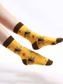 1/2/4/5/6/8 Pairs Women Animal Pattern Interesting & Comfortable Mid-Calf Socks - Multicolor - View 4