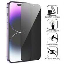 4-In-1 Privacy Screen Protector Tempered Glass, With Rear Camera Lens Glass Film, Compatible With Iphone 17/16/15/14/13/12/11 Pro Max, 2pcs Anti-Peep Front Glass Film, 2pcs Camera Lens Glass Film - Black-4 IN 1 - View 3