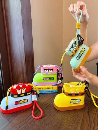 SPONGEBOB 1个正品授权海绵宝宝雨靴零钱包耳机迷你收纳袋卡通派大星包挂件钥匙扣