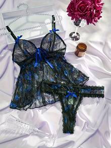 weiweihu Ladies Rose Red Lace Sexy Underwear Set 2-Piece Set Lencería Sexy De Mujer   Lingerie Set>Set   Christmas Lingerie Halloween Costumes For Women Halloween Costumes  Lingerie Set  Lenceria Sexy Para Mujer Pajamas Sets For Women  Christmas Outfit Women  Christmas Pjs Christmas Lingerie  Pajamas Sets For Women Night Gown Women Matching Sets For Women Christmas Pajamas Winter Clothes For Women - 藍黑 - 查看 8