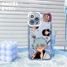 Custodia per telefono con motivo divertente dell'anime giapponese Gintama, compatibile cone 7, 6s, X, 14, 15, Pro, 11, 13, Pro Max, XS, SE, 8 Plus, 12 Mini, XR, in silicone trasparente