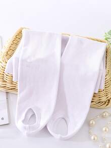 1pc Girls Solid Color Flat Knit Stirrup Tights, All-Season Base Layer Tights - Multicolor - View 13