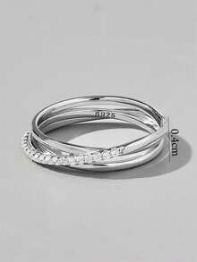 Vaerine 鋯石鑲嵌銀戒指,結婚訂婚新娘珠寶