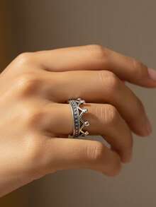 1pc Minimalist Unique 925 Sterling Silver Crown Ring, Exquisite Jewelry Gift For Women - Crown Ring - View 4