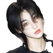 8inch Black Short Straight Wig, Adjustable Clip-On, High Temperature Fiber, Suitable For Daily Wear, Cosplay, Masquerade, Holiday Parties, Full Head Wig - Black - View 5