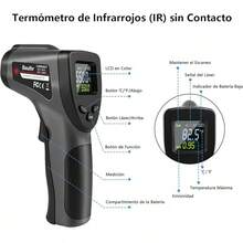 Termometro Infrarojo, Pistola de Temperatura Láser Digital Sin Contacto, -58 ℉   ~ 1022 ℉   (-50 ℃   ~ 550 ℃ ), Emisividad Ajustable, con Pantalla LCD para Cocina, BBQ, Congelador, etc. - Negro - Ver 7