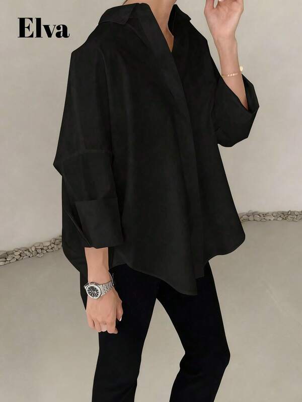 ELVA Long Sleeve Baggy Office For Women Work Tops Women Fall Women Back To School Homecoming Dresses Boyfriend Teacher For Women Business Casual Woman