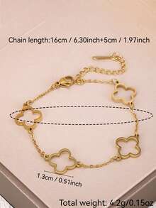 Modischer & eleganter Edelstahl Kleeblatt-Zirkonia-Blumen Armband, vielseitiges Schmuckzubehör für Frauen, geeignet für eleganten Alltag und Partys, ein ideales Geschenk