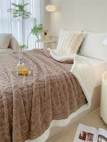 1 buc pătură de flanel Jacquard Bohemian Sherpa, pătură de pluș super moale și confortabilă pentru Halloween, Crăciun, sufragerie, decor dormitor, pătură răcoritoare roz din fleece francez pentru vară