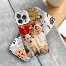 1pc Customized Photo DIY Design, Customize Your Animated Image, Eternal And Fashionable. 1pc Eternal Customized Matte Black Wedding Lens Frame Phone Case, Suitable Compatible With Apple Phones