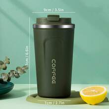 1pc 18/8 Stainless Steel Coffee Cup, Portable Insulateds Mug, 500ML - Green - View 8