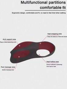 QKC 1 Pair Unisex Arch Support Shoe Insoles, Made Of TPR Material To Effectively Support Foot Arch And Improve Walking Comfort - Black - View 5