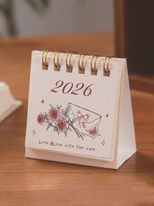 1pc 2026 Rose Series Mini Desk Calendar, Creative Portable Desktop Calendar, Ins Style - Multicolor - View 8