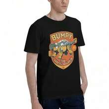 Camiseta de hombre 100% algodón casual, transpirable y cómoda con el diseño de Bumpy el Anquilosaurio de Camp Cretaceous - Negro - Ver 2