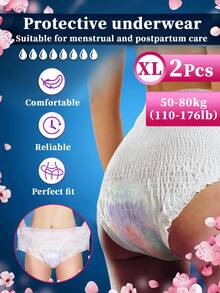 2/16 Pieces, Comfortable Sanitary Napkins, Protective Underwear, Menstrual Pants, Disposable Underwear, Not Tight, No Falling Off, High Waist Design, Comfortable And Soft, Night Use Pants Sanitary Napkins, Ultra-Thin And Breathable, Leak-Proof, Fast Absorption, A Good Night's Sleep, Suitable For Business Trips, Travel, Menstruation, Also Suitable For Postpartum Women And The Elderly