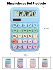 2/4/6  Pieza Calculadora De Escritorio Mecánica Con Teclado Mecánico De Colores Claros, Calculadora De Oficina 12 Dígitos Pantalla Grande. Doble Suministro De Energía (batería Solar + Batería) - 2 piezas - Ver 11