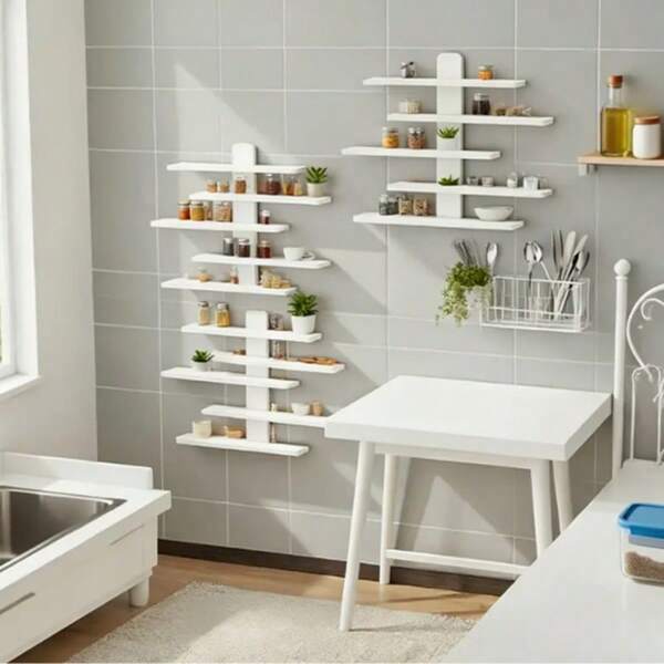 Five-Tier Storage Shelf For The Living Room, Display Figurines, Wooden Multi-Layer Rack For Kitchen Wall-Mounted Or Bathroom Storage