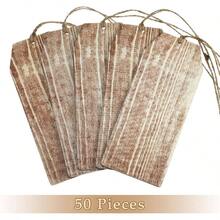 25pcs Stocking Chalkboard Tags Hanging Wooden Chalkboard Signs, Tree Hanging Labels, Xmas Wooden Ornament Wood Grain - Brown + 50 - View 6