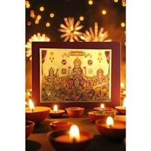 ZYDS ™ Laxmi Saraswati Ganesh With Kuber MahaLaxmi Yantra And Kuber Yantra Shubh Labh Diwali Decor Stickers For Pooja Deepawali Decor Goldplated For Doors Walls Entrance 40x30 CM - 彩色 - 查看 5