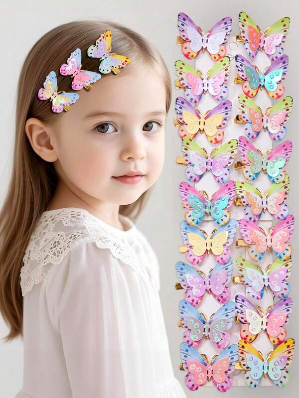 10pcs Colorful Cute Butterfly Hair Clips For Girls, Suitable For Bangs And Flyaways, Gift For Girl, Girls, Students, Daily Wear And Performances