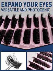 80D 3D Mix Cluster Eyelashes 180pcs Cluster Segmented Extensions 0.05mm Thick D Curling 8mm-16mm Mixed Natural Style Russian Strip Thick And Fluffy Eyelashes Handmade Faux Mink Eyelashes Cluster
