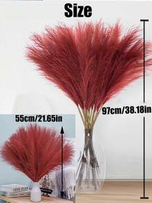 人造蒲葦草仿真植物家居裝飾 100/80/60/50/30/20/15/10/5/1件 55cm/97cm 粉色仿真蒲葦草，裝飾性真實蒲葦花，大型人造蒲葦枝植物，蒲葦草，適用於落地花瓶，蒲葦草裝飾，花瓶填充物，落地花瓶填充物，家居波希米亞風格裝飾 1/3/5/6/8/10/15件 - 酒紅色 - 查看 4