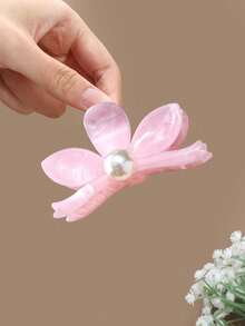 Swim Mod 1/3pcs Vintage Floral Oil Painting Texture Faux Pearl Hair Clips, Chic Hair Claw Suitable For Women & Girls Hair Accessories Fashion Hair Claw Clips Autumn Accessories Fall Hair Clutch Flower Clip Winter For Vacation Outfits Woman - Multicolor - View 16
