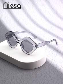 NIESA 1副不对称、前卫、高端休闲女士百搭眼镜，聚碳酸酯（PC）材质，四季皆宜的时尚眼镜 - 彩色 - 查看 11