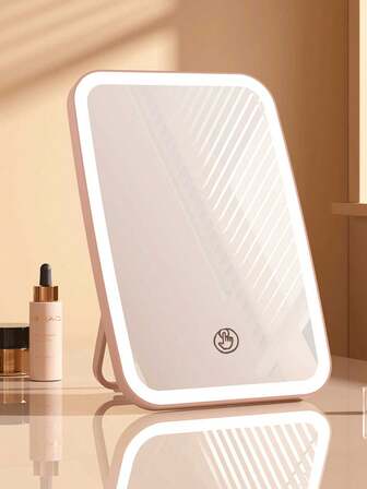 LED Lighted Makeup Mirror, Foldable Vanity Mirror With Lights, Smart HD Portable Compact Mirror For Dorm Tabletop, Vanity Lights