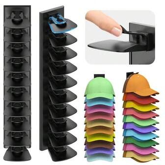1-2pcs Upgraded Hat Organizer For Baseball Caps,Strong Adhesive Punch Hat Rack For Wall To Hang 20-40 Caps, Strong Adhesive Hat Organizer Suitable For Wardrobe Doors And Walls