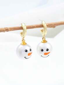 Charming Snowman Dangle Earrings - Cute Cartoon Style, Zinc Alloy, Perfect For Christmas & Casual Attire, Snowflake Earrings